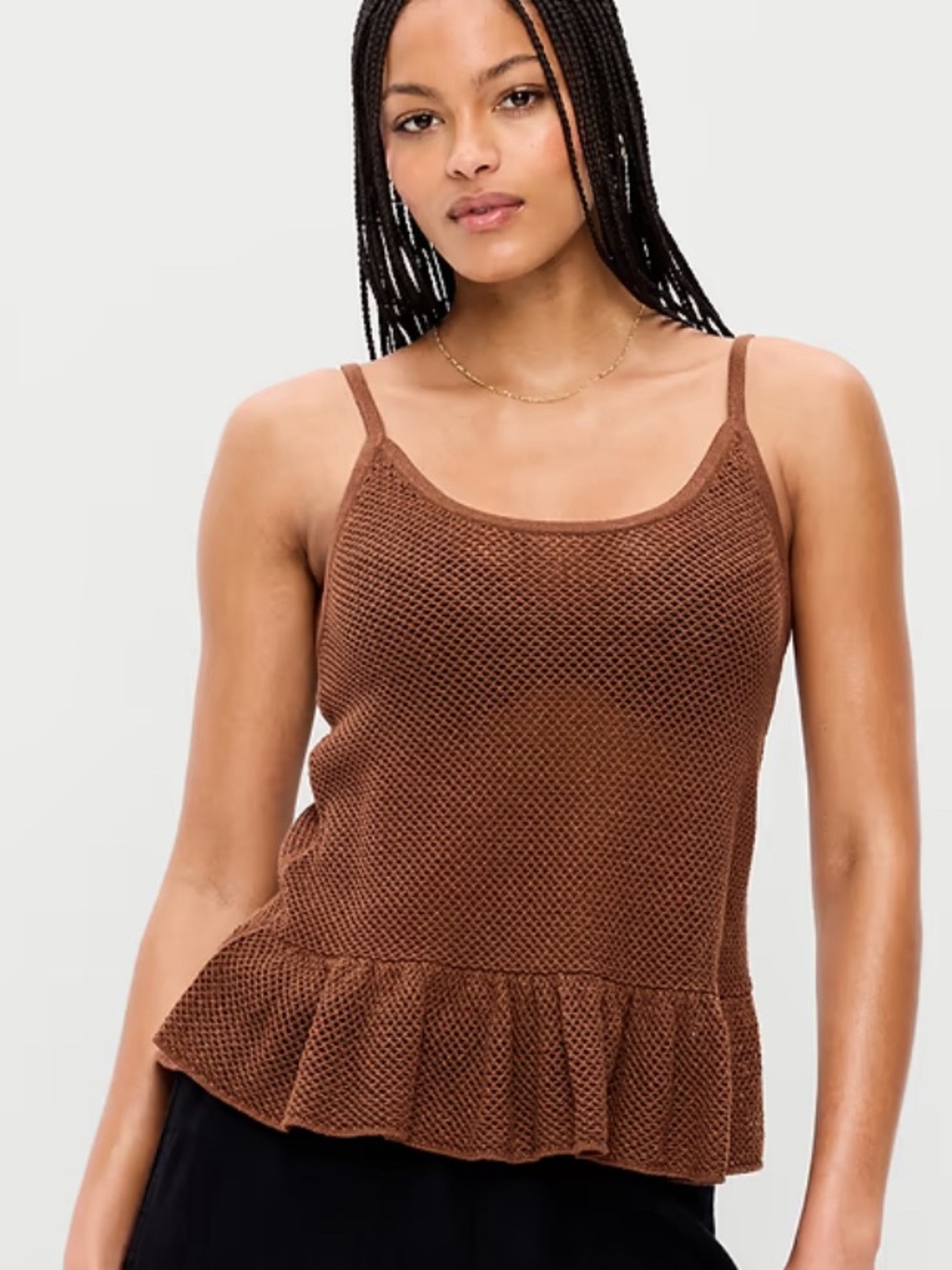 NWT Old Navy Peplum Metallic Brown Tank Top